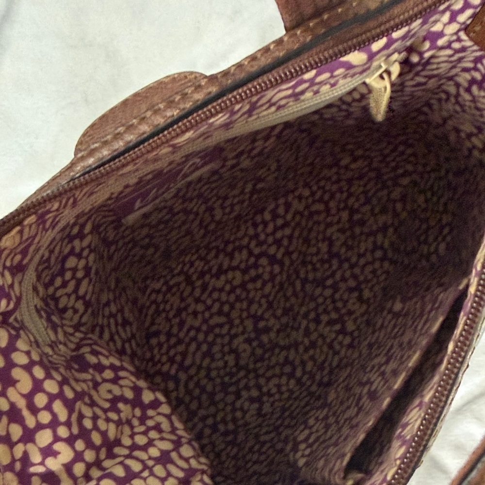 Fossil Crossbody Bag with Bird Design - Brown and Gray and Purple - Picture 12 of 15